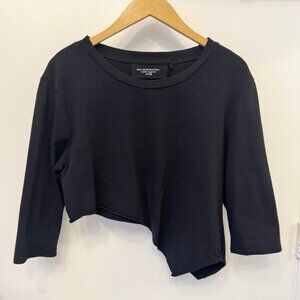 Mia Inspiration Black Asymmetrical Hem Cropped Top